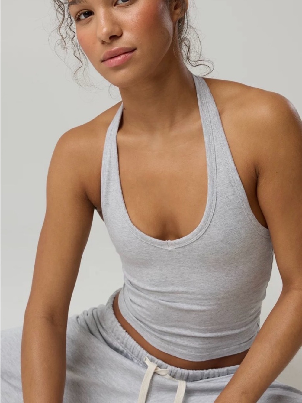 Women’s Heather Gray Ribbed Halter Tank Top